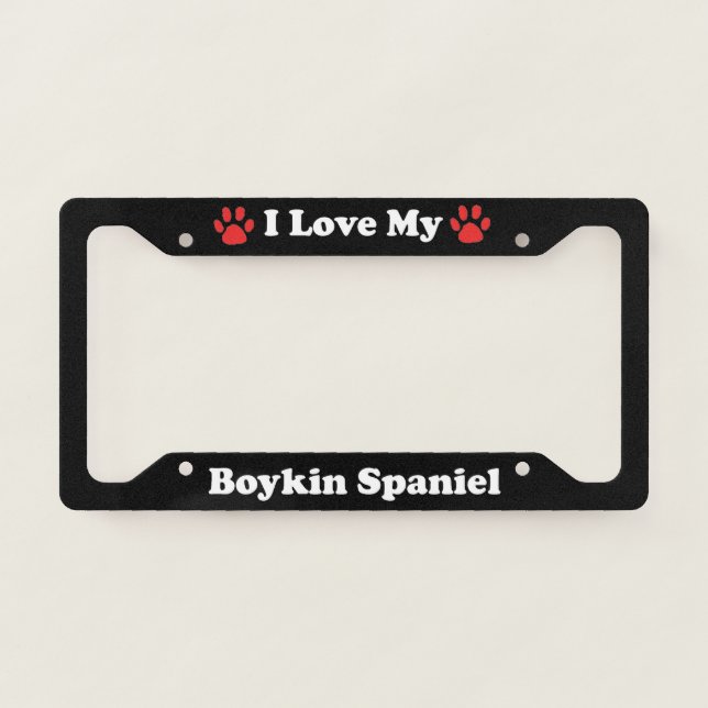 I Love My Boykin Spaniel Dog License Plate Frame (Front)
