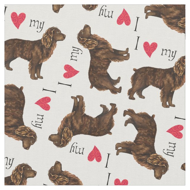 I Love my Boykin Spaniel Fabric (Close Up)