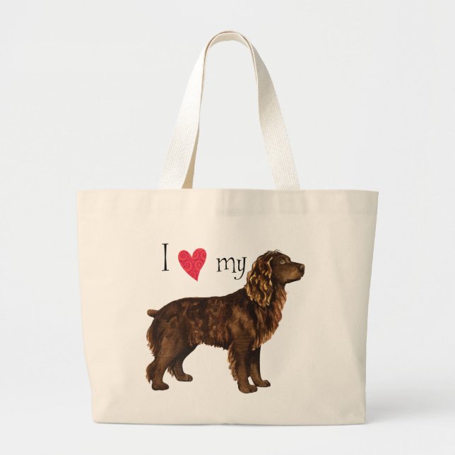I Love my Boykin Spaniel Large Tote Bag (Front)