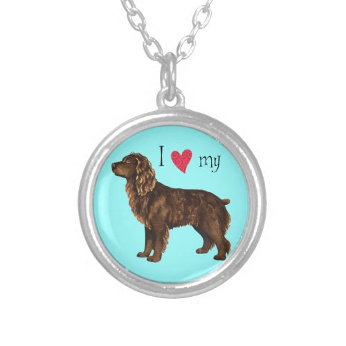I Love my Boykin Spaniel Silver Plated Necklace