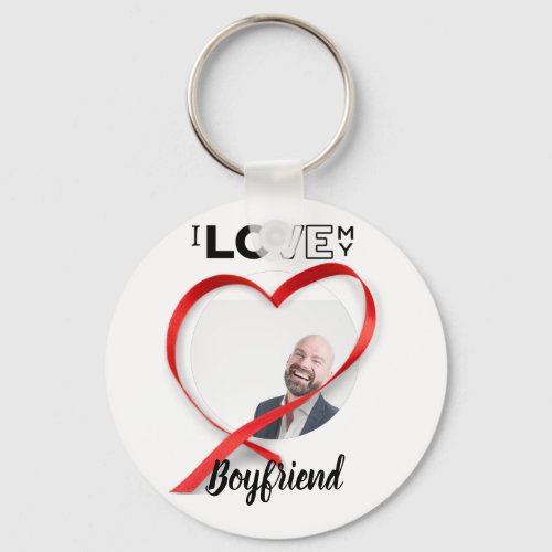 I Love My Boyrfriend _ PHOTO Heart Gift _ Modern Keychain