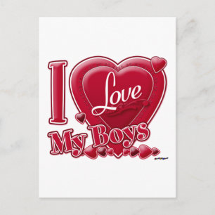 I Love My Boys red - heart Postcard