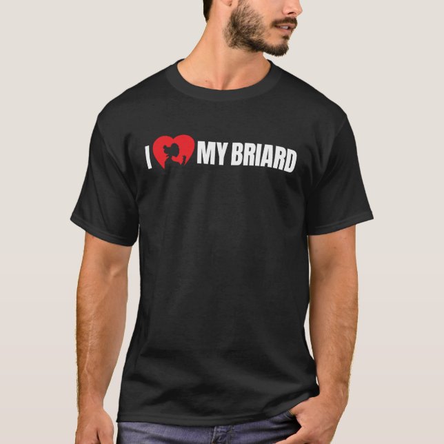 I Love My Briard with Dog Silhouette in Heart T-Shirt (Front)