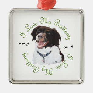 I Love My Brittany Metal Ornament