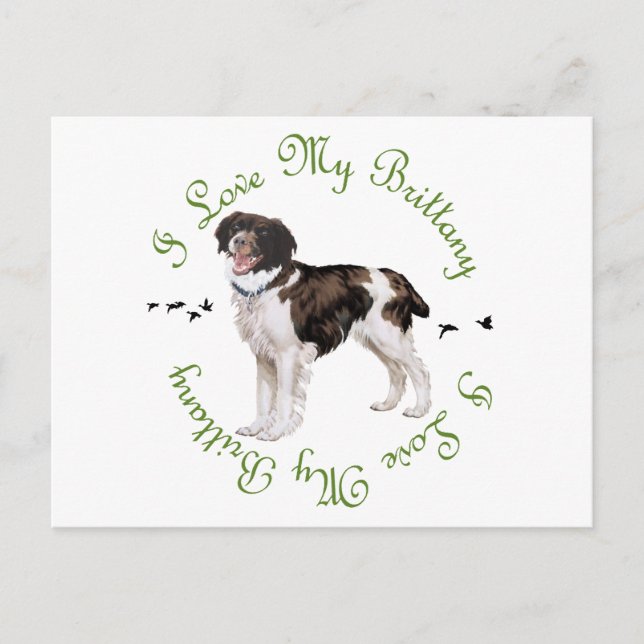 I Love My Brittany Postcard (Front)