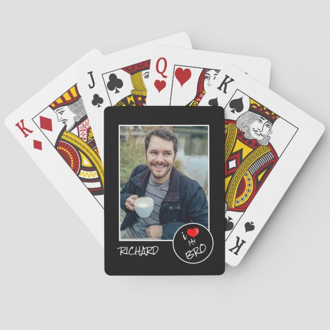 I Love My Bro, Custom Photo – Personalized Poker Cards (Back)