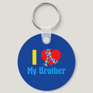 I Love My Brother Autism Awareness Blue Keychain