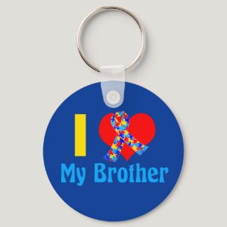 I Love My Brother Autism Awareness Blue Keychain