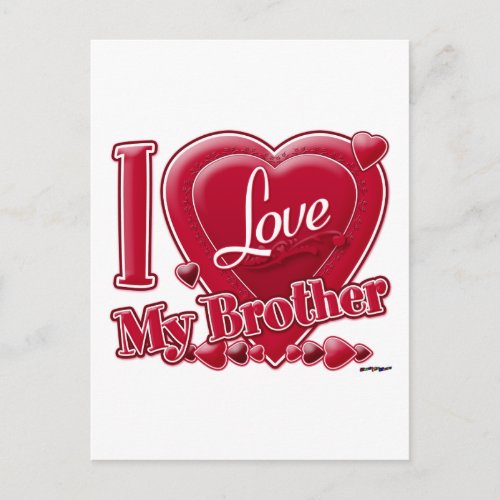 I Love My Brother red _ heart Postcard