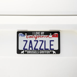 I Love My Brussels Griffon - Dog Silhouettes License Plate Frame