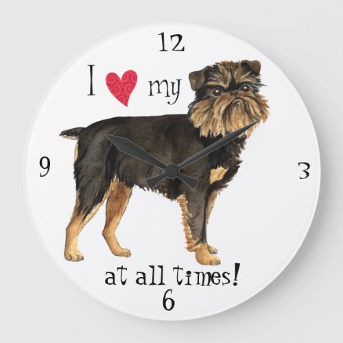 I Love my Brussels Griffon Large Clock