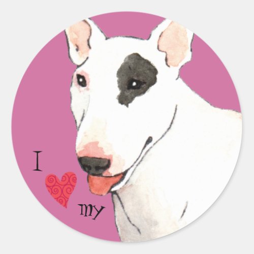 I Love my Bull Terrier Classic Round Sticker