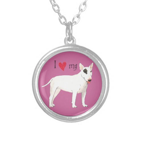 I Love my Bull Terrier Silver Plated Necklace