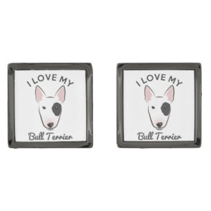 "I Love My Bull Terrier" Square Cufflinks