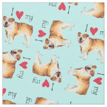 I Love my Bulldog Fabric