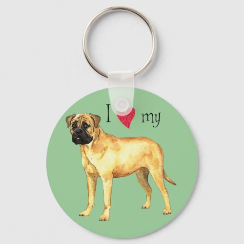 I Love my Bullmastiff Keychain