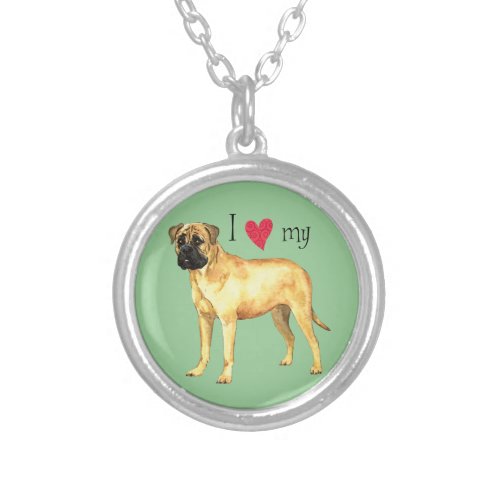 I Love my Bullmastiff Silver Plated Necklace