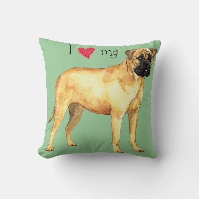 I Love my Bullmastiff Throw Pillow (Front)