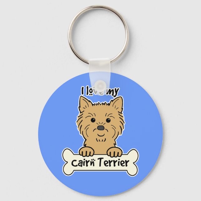 I Love My Cairn Terrier Keychain (Front)