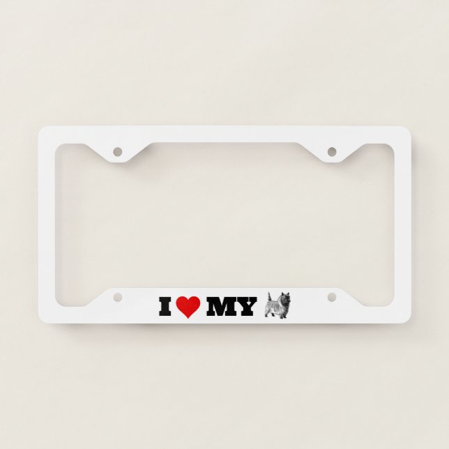 I Love My Cairn Terrier License Plate Frame (Front)