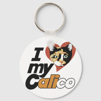 I Love my CALICO cat Keychain