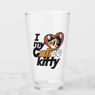I Love my Calico Kitty  Glass