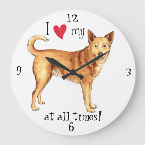 I Love my Canaan Dog Large Clock