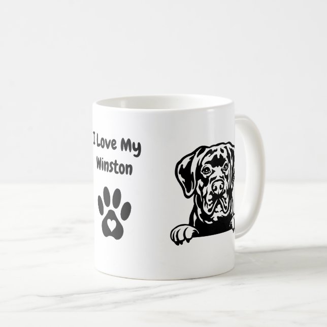 I Love my CANE CORSO | Name & Paw Print Coffee Mug (Front Right)