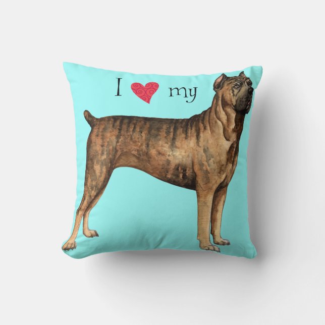 I Love my Cane Corso Throw Pillow (Front)