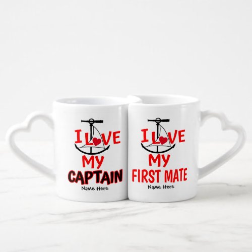 I Love My Captain and First Mate Coffee Mug Set