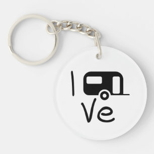 I love my caravan. I like camping. Holiday Keychain