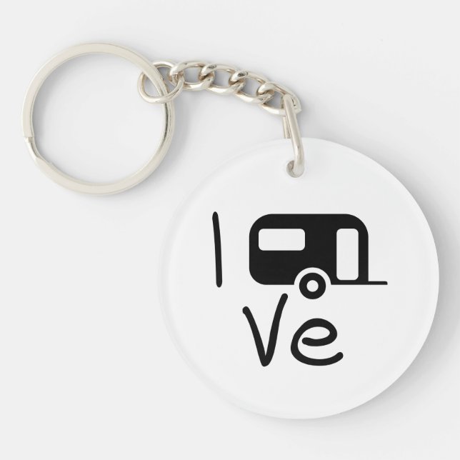 I love my caravan. I like camping. Holiday Keychain (Front)