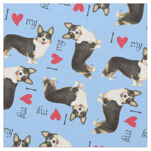 I Love my Cardigan Welsh Corgi Fabric