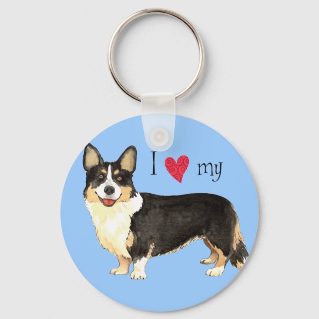 I Love my Cardigan Welsh Corgi Keychain (Front)