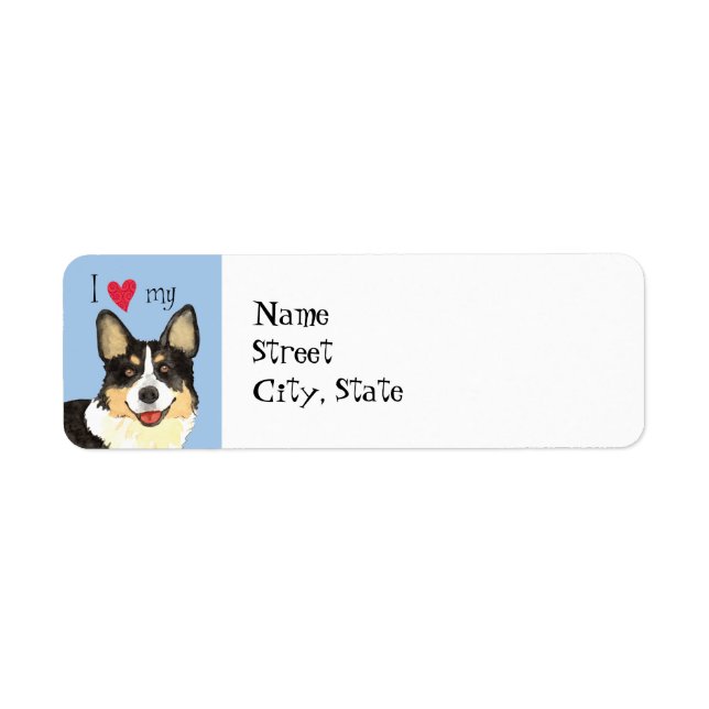 I Love my Cardigan Welsh Corgi Label (Front)