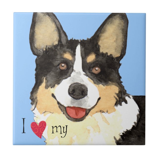 I Love my Cardigan Welsh Corgi Tile (Front)