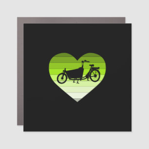I Love My Cargo Bike- Green Retro Heart Car Magnet