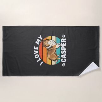 I Love My Casper Collie Dog Retro Beach Towel