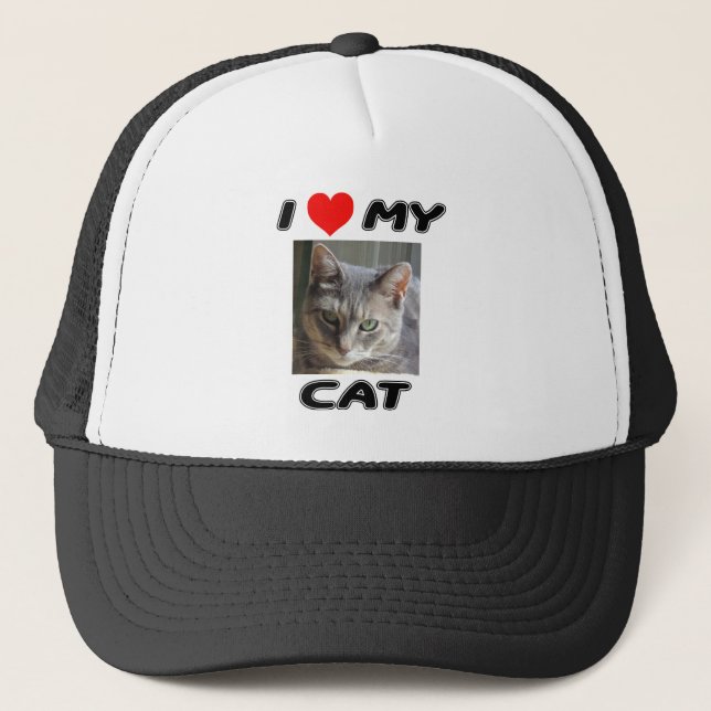 I LOVE MY CAT - ADD YOUR OWN PHOTO - CAP (Front)