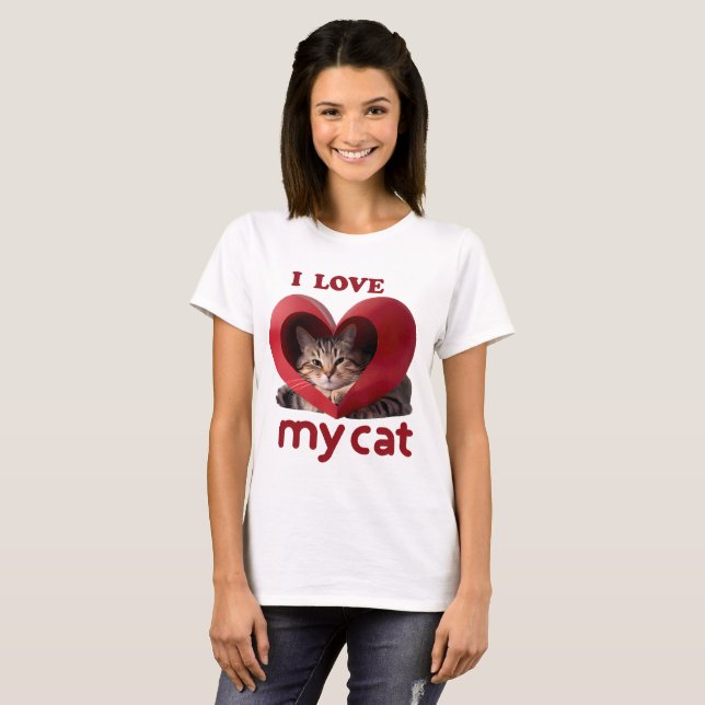 I Love My Cat Adorable Loved Design  T-Shirt (Front Full)