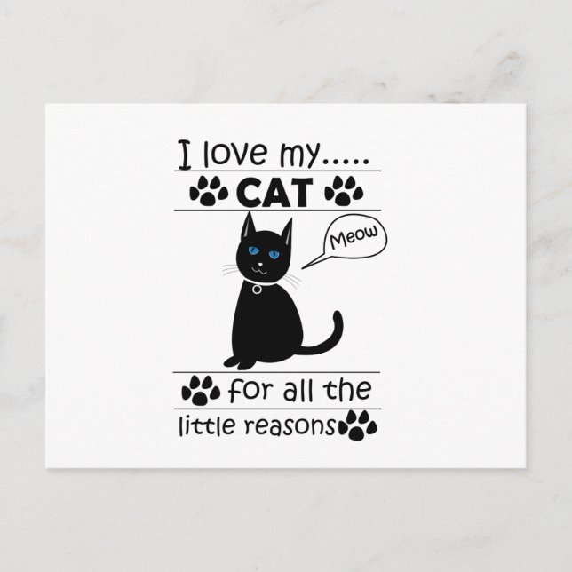 I Love My Cat Black Cat Postcard (Front)