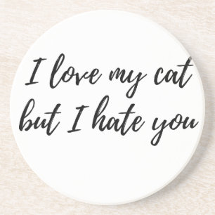 I Love My Cat - Black Sandstone Coaster