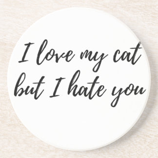 I Love My Cat - Black Sandstone Coaster