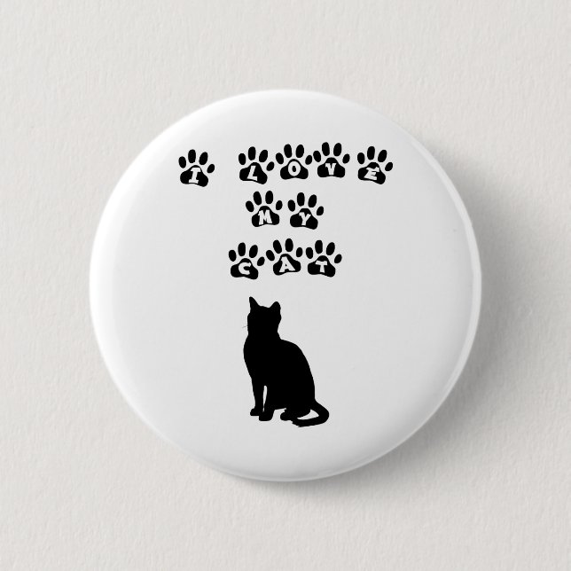 I Love My Cat--Black Text Pinback Button (Front)