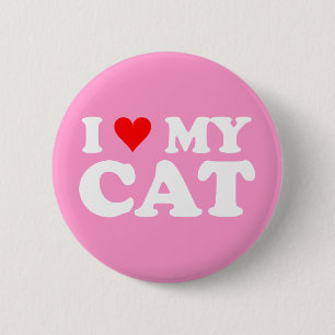 I Love My Cat Button