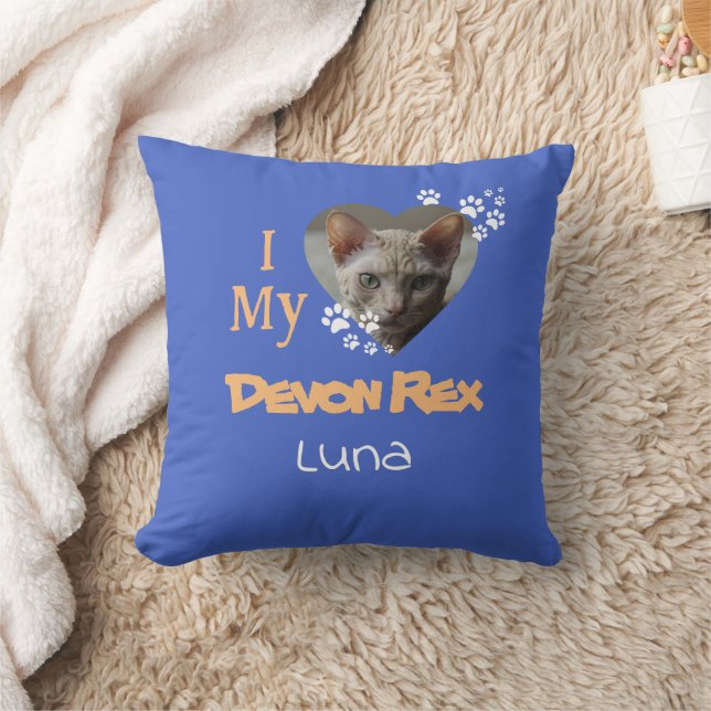 I love my Cat Custom Photo, name and breed Throw Pillow (Blanket)