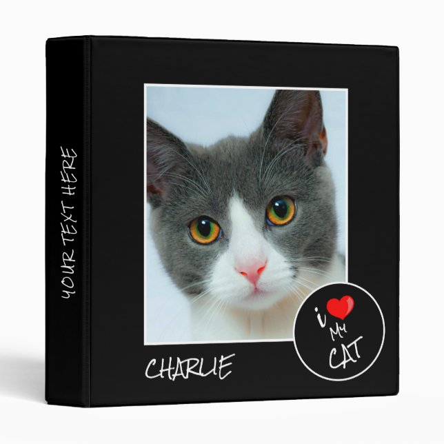 I Love My Cat, Custom Photo – Pet Lovers 3 Ring Binder (Front/Spine)