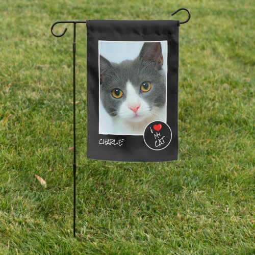 I Love My Cat Custom Photo  Pet Lovers Garden Flag