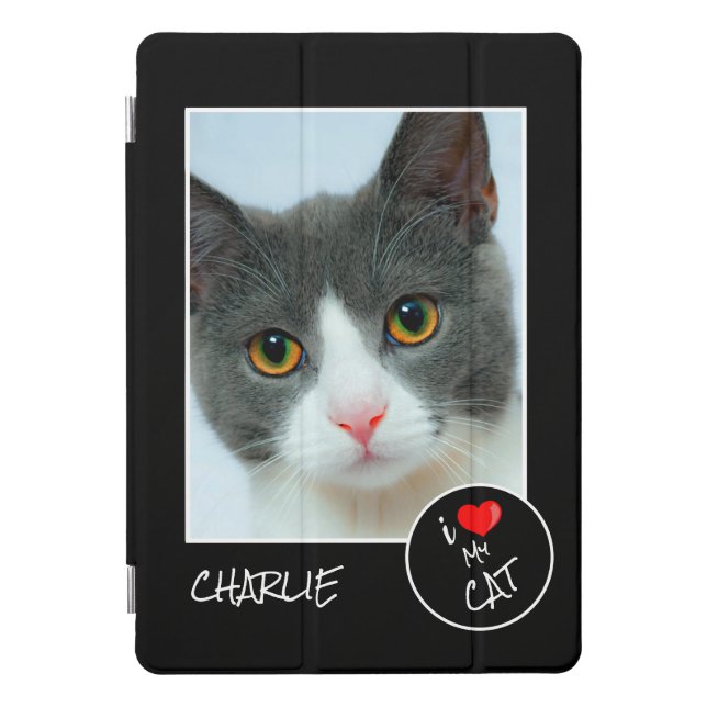 I Love My Cat, Custom Photo – Pet Lovers iPad Pro Cover (Front)
