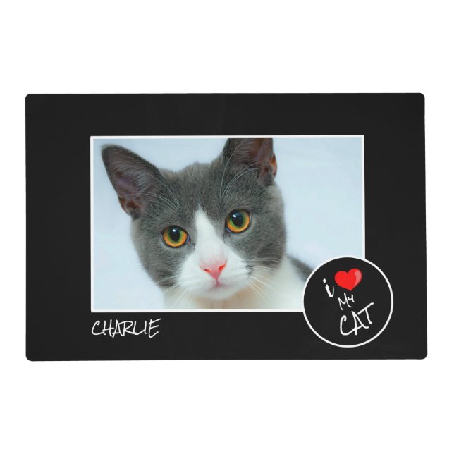 I Love My Cat, Custom Photo – Pet Lovers Placemat (Front)